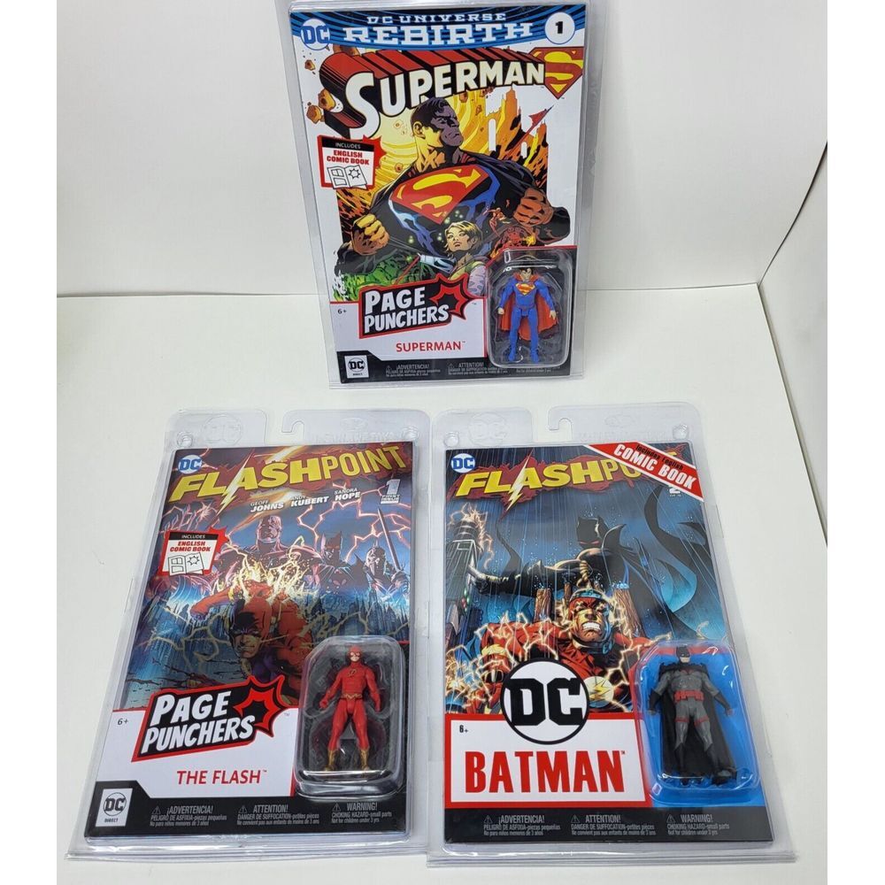 McFarlane Toys Page Punchers 3" BATMAN‎ /SUPERMAN/Flash with Flashpoint Comic's